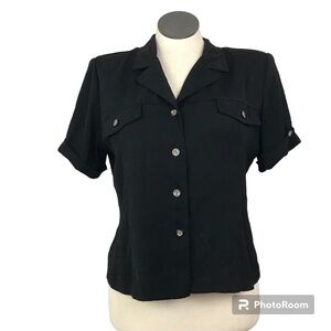 Jessica Petites 4 Buttons Cardigan Women’s Size 14P Color Black Short Sleeve’s.